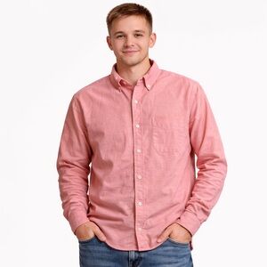 Banana Republic Men’s Organic Cotton Button Down Shirt Coral Pink M Untucked Fit